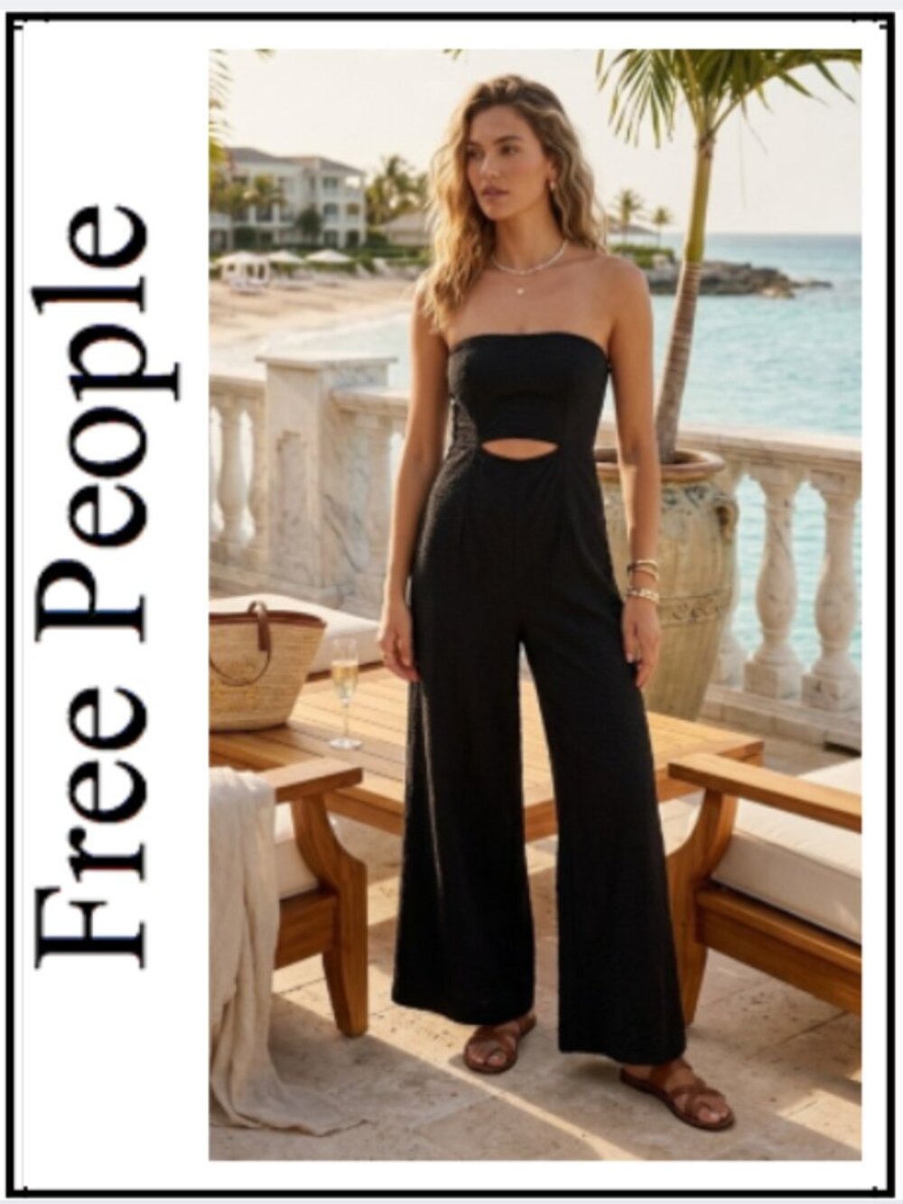 free people strapless , wide-leg romper
